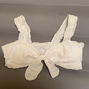 White Tie Front Bikini Top